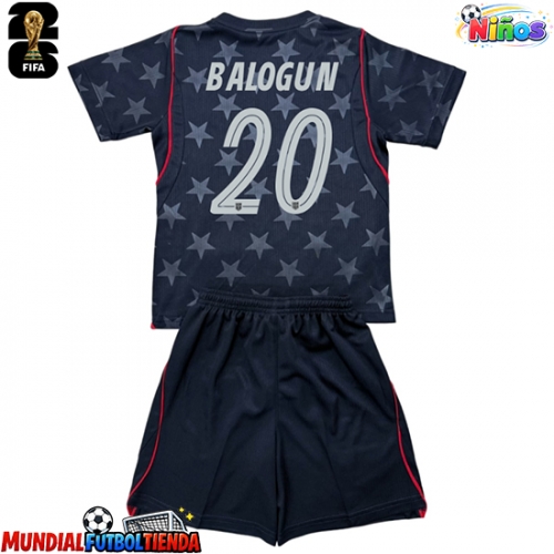 Camiseta Estados Unidos Folarin Balogun #20 Segunda Equipación Replica Mundial 2026 para niños mangas cortas (+ Pantalones cortos)